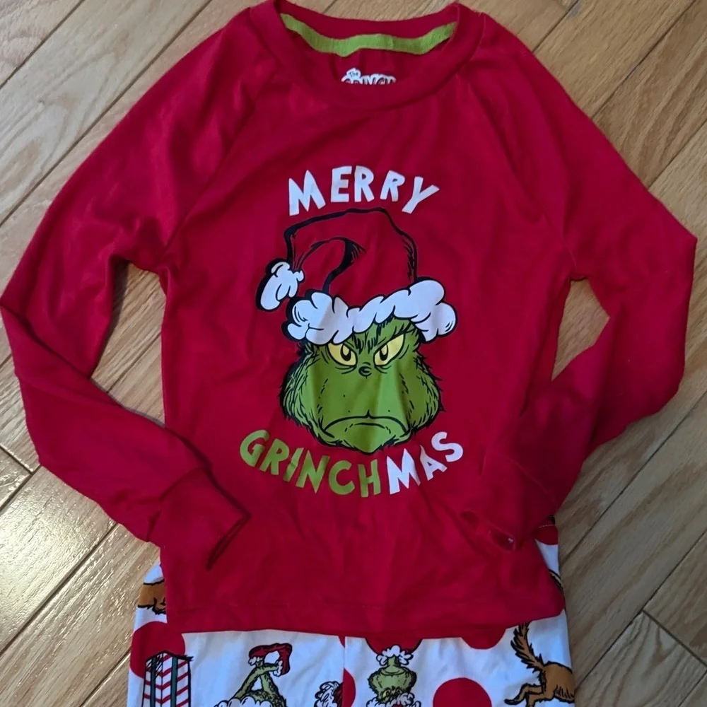 Merry Grinchmas Kids Pajamas - Red and White